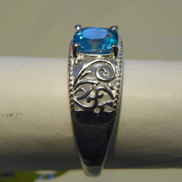 Paraiba Topaz ring in ornate 925 Sterling setting sz 7 1.25 cts - Picture 3 of 4